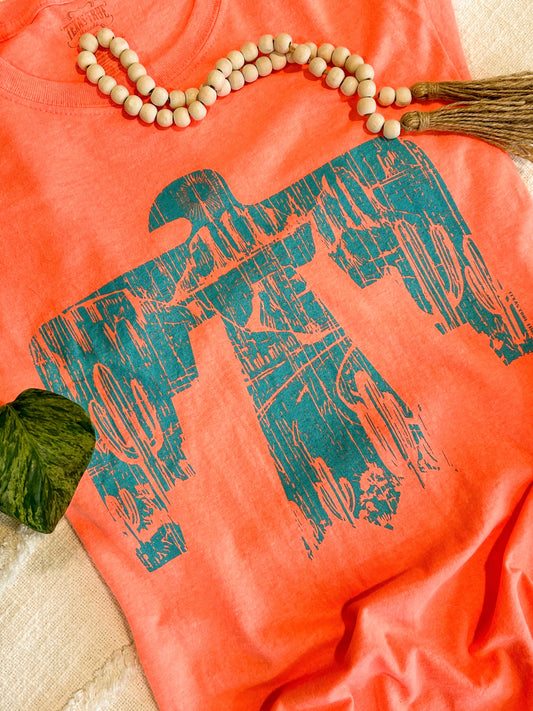 Neon Orange w/ Teal Thunderbird | Tee