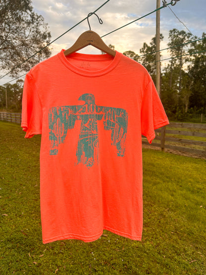 Neon Orange w/ Teal Thunderbird | Tee