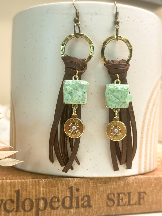 Teal & Brown Tassel Dangles